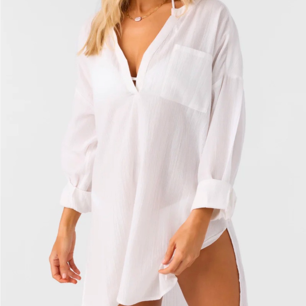 O’Neill Belizin white linen cover up tunic NWOT